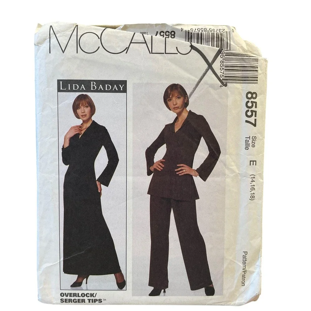 McCalls Sewing Pattern 8557 Lida Baday Dress Tunic Pants Knits Misses Size 14-18